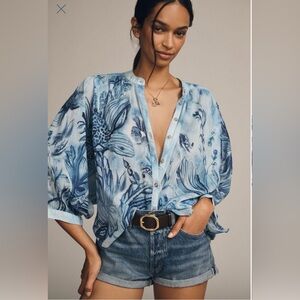 Anthropologie Sydney Dolman Sleeve Blouse, Pilcro, Light Blue, Size 2X